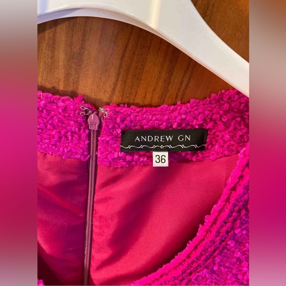 Andrew GN Size 36 gorgeous pink tweed dress - Picture 3 of 8